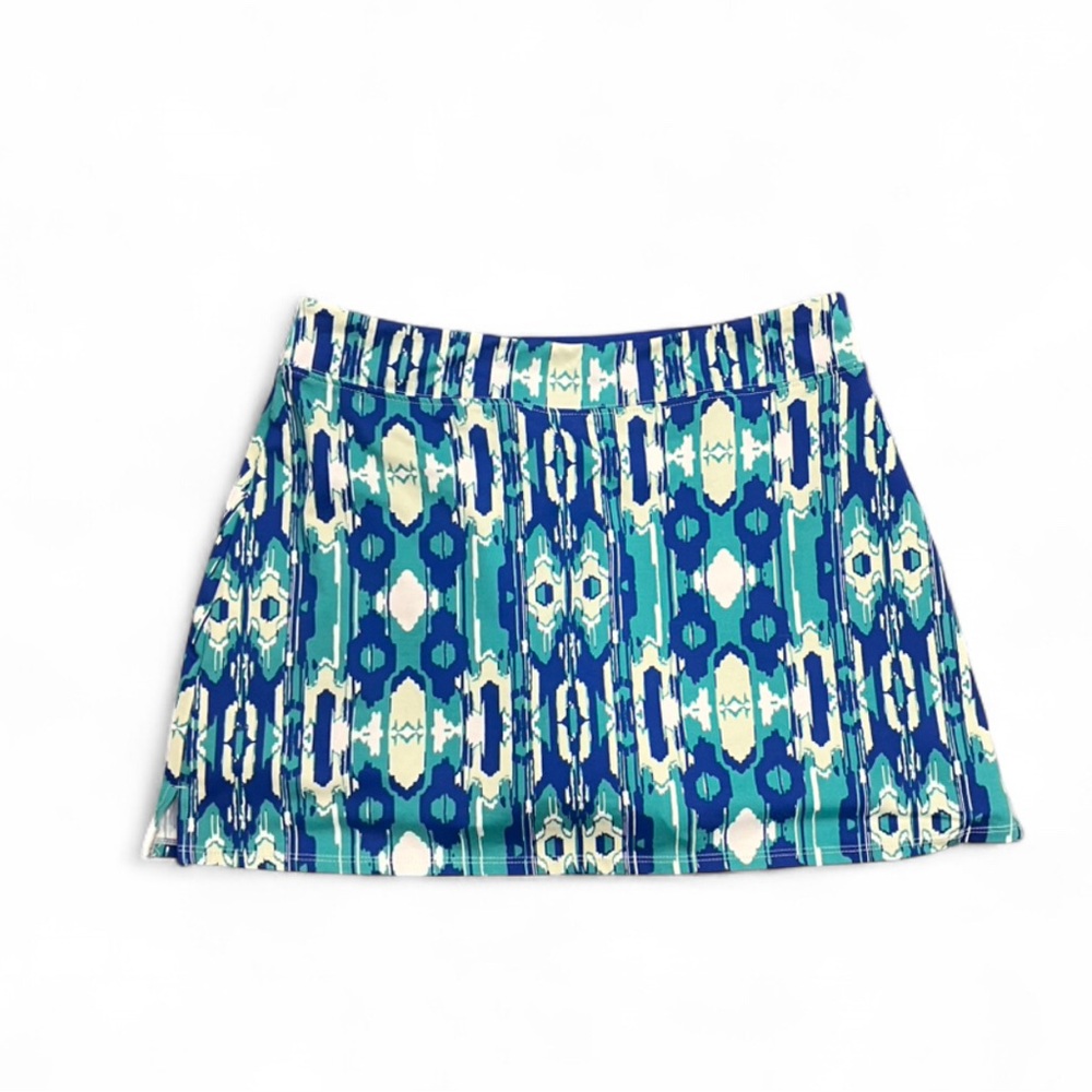 Lola Blue and White Patterned Mini Skirt
